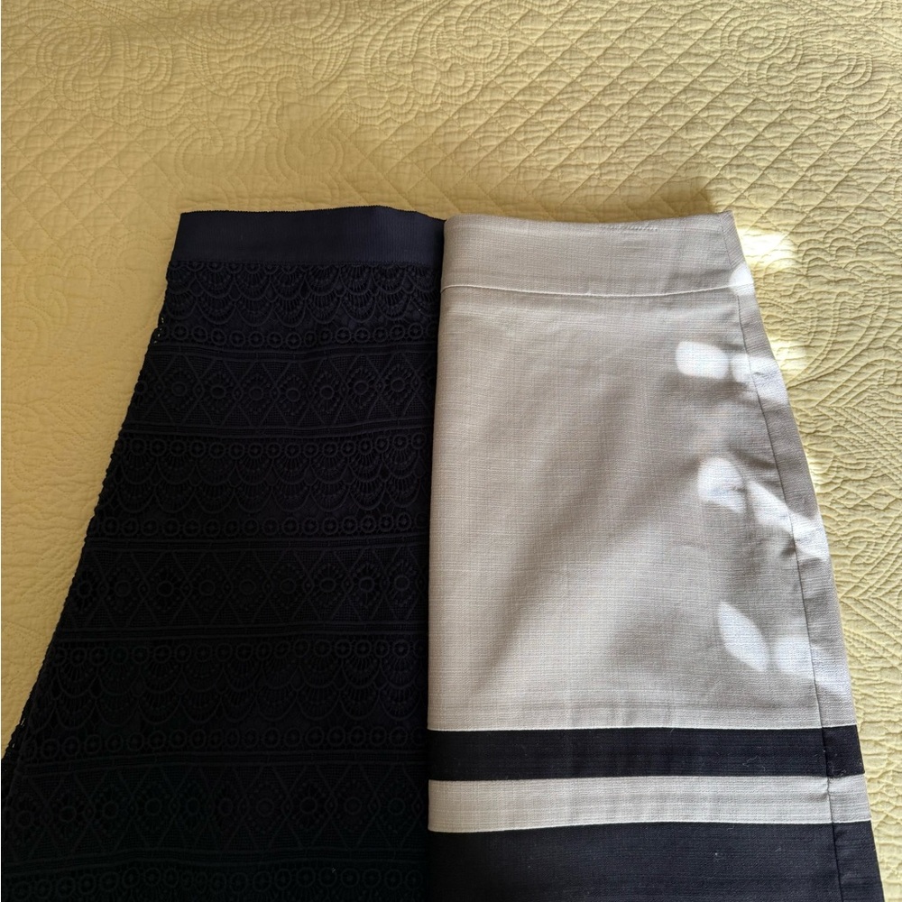Loft Back Zipper Skirt Lined Lot Of 2 Size 6 Petite Blue Black NWT